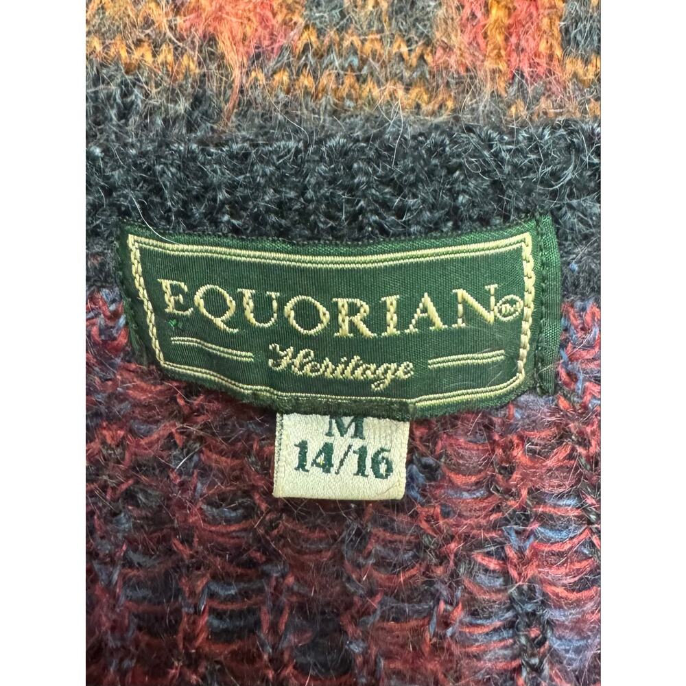Vintage 90s Equorian Heritage Mohair Cardigan Size Large Celtic Gold Buttons - Picture 7 of 8